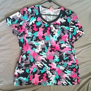 Colorful camo dickies scrub top